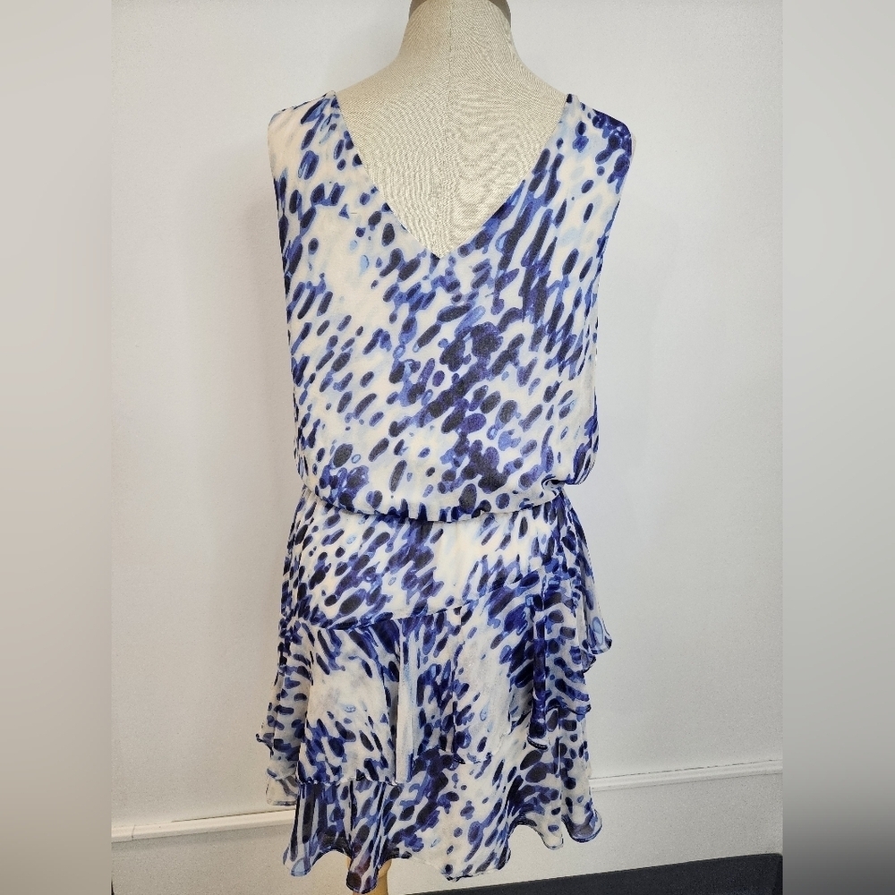 BCBGMaxAzria White and Blue Printed Mini Dress - Picture 3 of 16